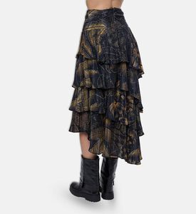 Farm Rio Golden Foliage Ruffled Skirt, Model View