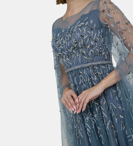 فستان تول مرصع بترتر وخرز