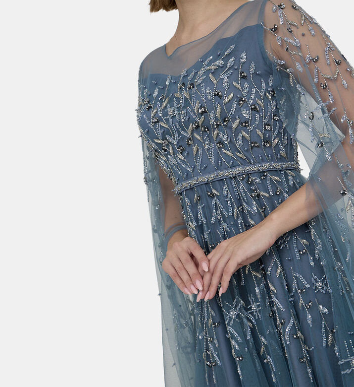 Sequin Bead Embellished Tulle Dress