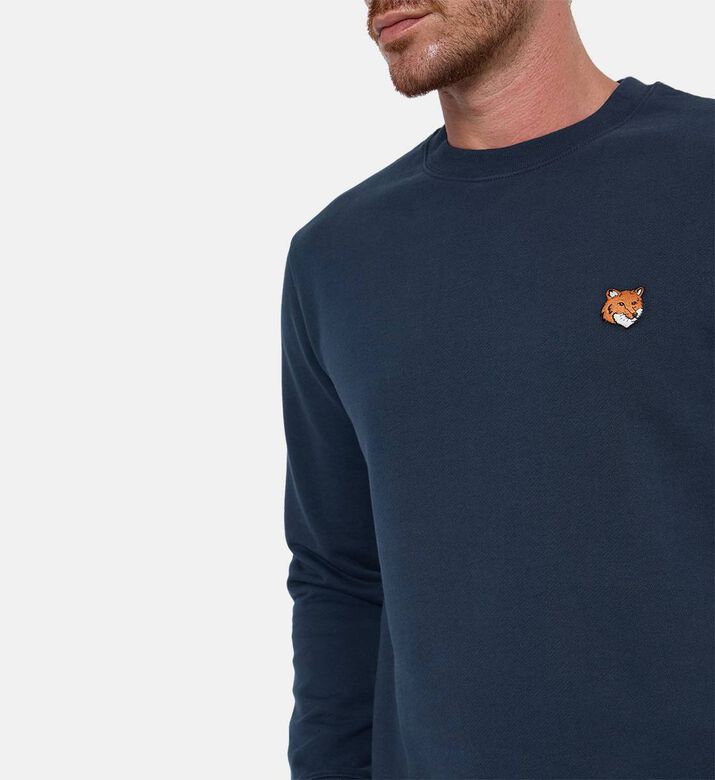 Maison Kitsune Fox-embroidery Regular-fit Sweatshirt, Navy, M, Model View