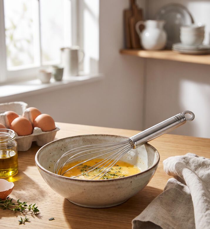 Rosle Slender Handle Egg Whisk, Silver, 22cm, Model View