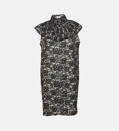 Floral Lace Ruffled High Neck Mini Dress Pre-owned