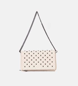 The Kooples All-over Skull Studs Quilted Crossbody Bag, Cream, Packshot View