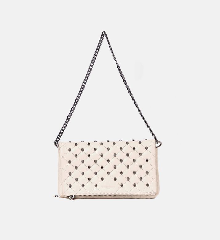 The Kooples All-over Skull Studs Quilted Crossbody Bag, Cream, Packshot View