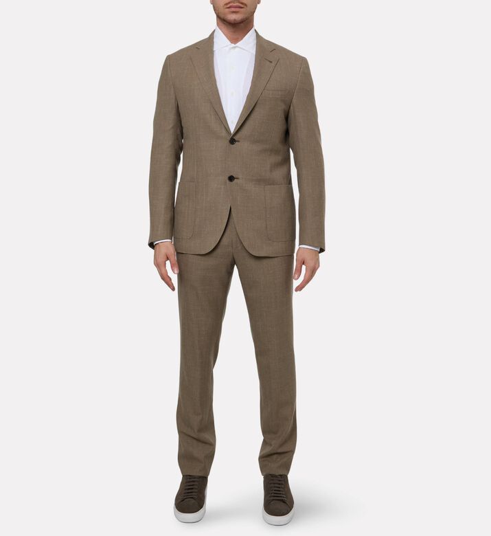 Corneliani Tailored Virgin Wool Flax Suit, Model View