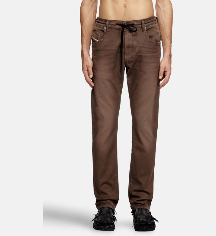 Diesel Relaxed-fit Drawstring Denim Pants, Brown, 36, Model View