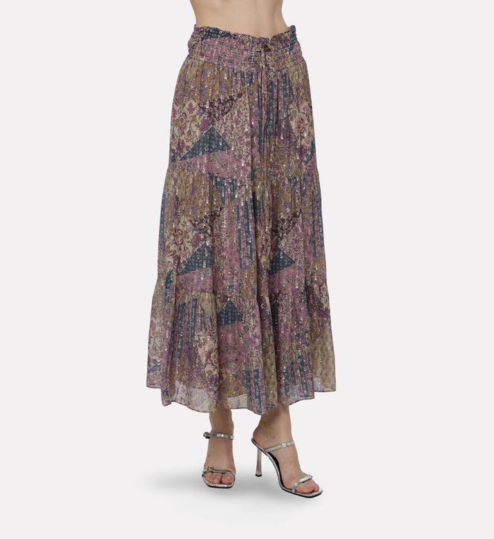 Ba and Sh Floral Patchwork Maxi Skirt, Model View