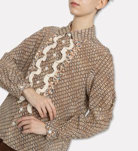 Marni Geometric-print Long-sleeve Shirt, Multicolor, 40, Model View