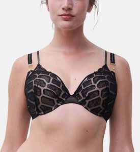 Chantelle Jewel-adorned Push-up Bra, Black, 100, D, Model View