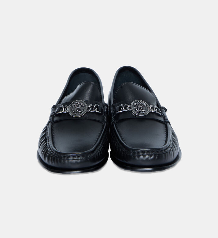Chain-embellished Leather Loafers