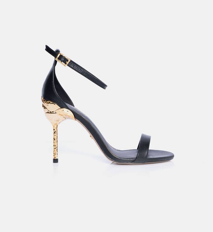 Leather Open Toe Heeled Sandals