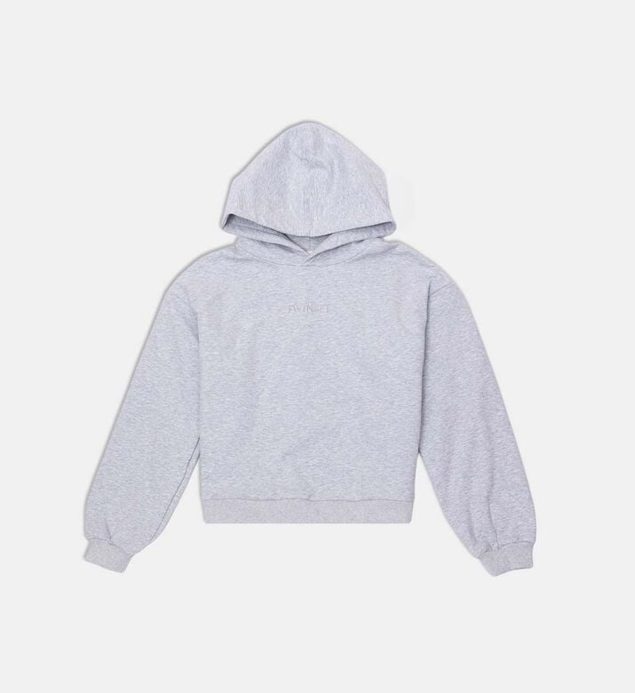 Knit Hooded Long-sleeve Sweatshirt