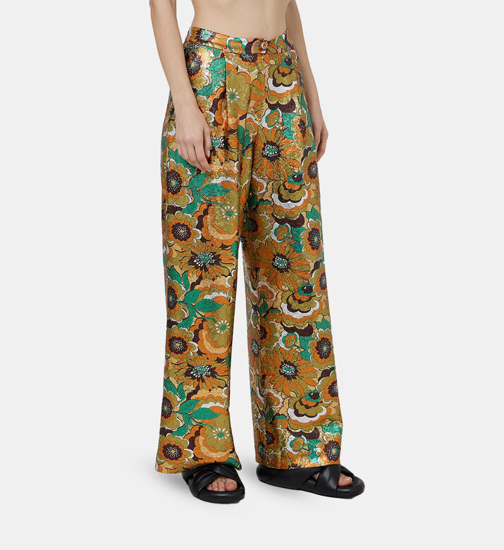 Floral Sequin Wide-leg Pants Floral Sequin Wide-leg Pants