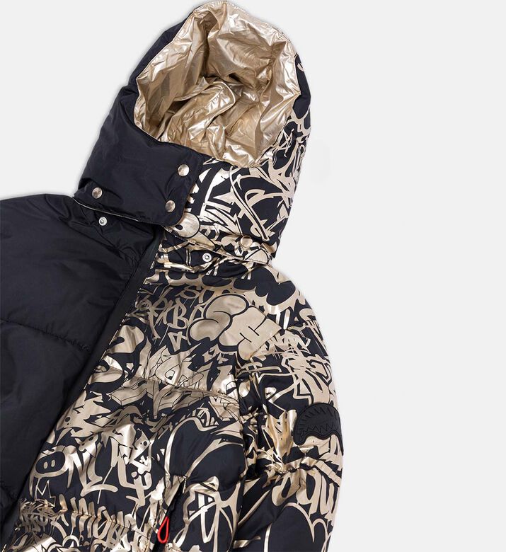 جاكيت منفوخ مبطن بطبعة غافيتي