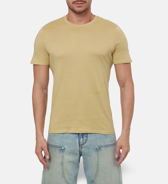 Galeries Lafayette Shishron Organic Cotton T-shirt, Beige, L, Model View