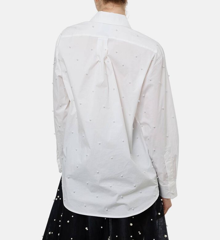 Edward Achour Paris Pearl-embellished Button-down Shirt, Model View