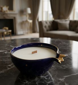 Tohfa Luxe Half Pomegranate Soy 22k Gold Plating Candle, Blue, 300-ml, Packshot View