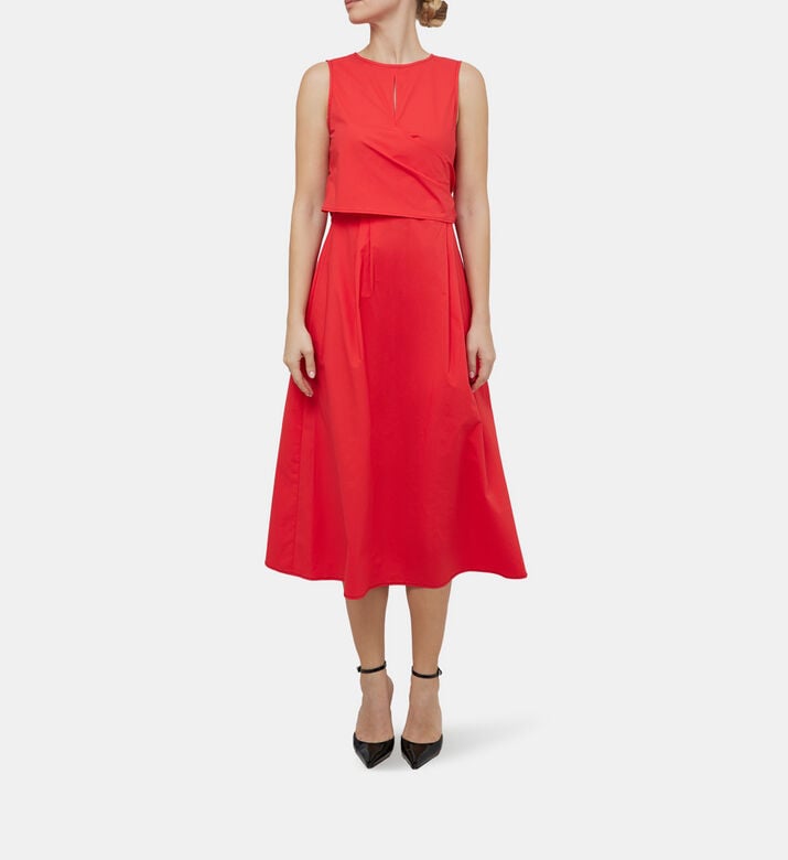 فستان ميدي بقطن بوبلين بفتحة فستان ميدي بقطن بوبلين بفتحة