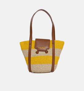 حقيبة ترانكارو صغيرة مخططة مزينة بجلد ورافيا