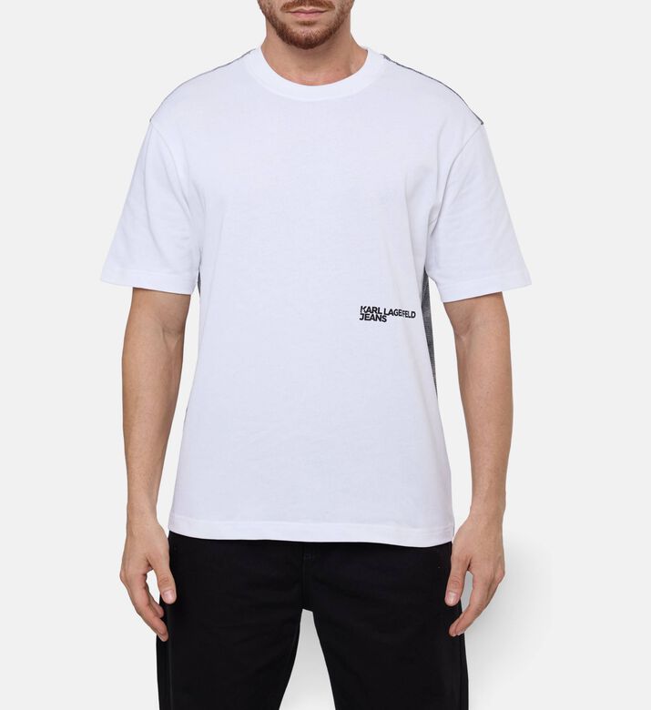 Karl Lagerfeld Logo Face Printed T-shirt, White, M, Model View