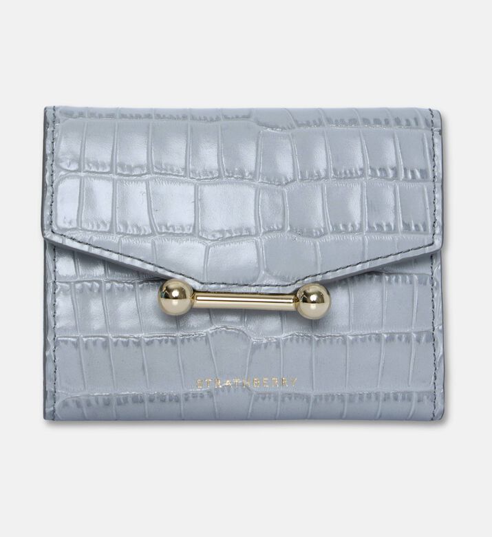 Strathberry Mosaic Trifold Croc-embossed Wallet, Grey, Packshot View