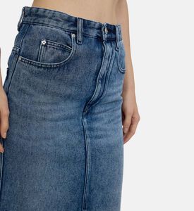 Button Closure Denim Midi Skirt