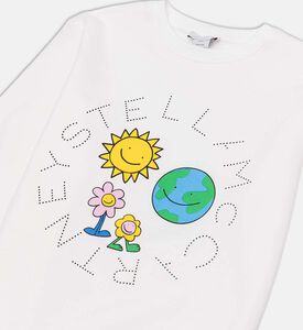 سويت شيرت بياقة دائرية وطبعة غرافيكية