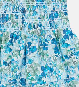 تنورة قصيرة بنقشة زرقاء بقماش ليبرتي بطبعة أزهار