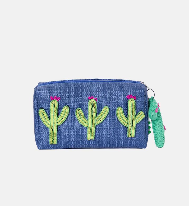 Cactus Embroidered Cosmetic Pouch