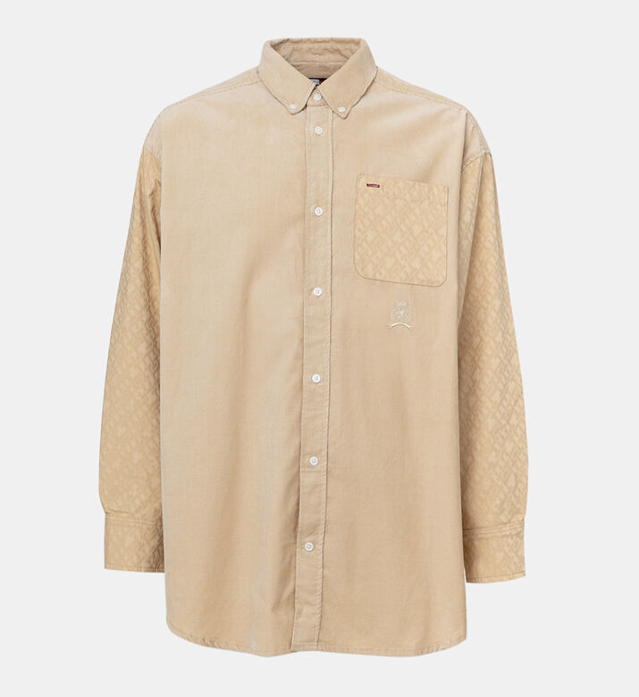 Contrast Sleeve Collar Shirt