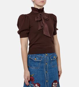Alice and Olivia Bow-detail Short-sleeve Top, Model View