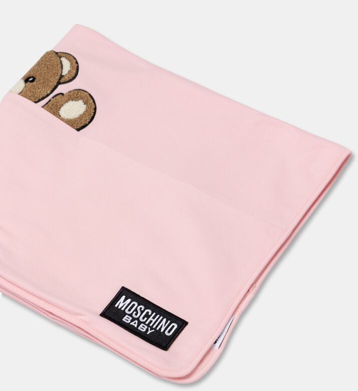Moschino Kids Soft Cotton Jersey Baby Blanket, Pink, Packshot View