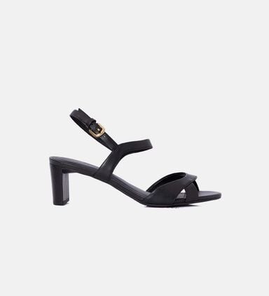 Leather Mid-bock Heel Sandals