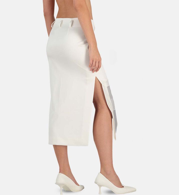 Silk Fold-over Printed Midi Skirt