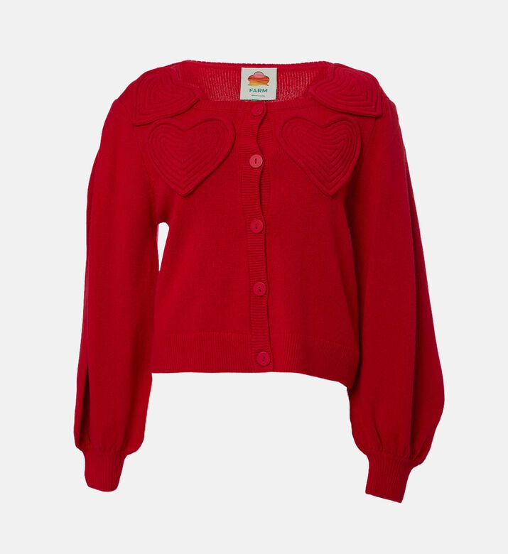 Farm Rio Heart-embroidery Button Closure Cardigan, Packshot View