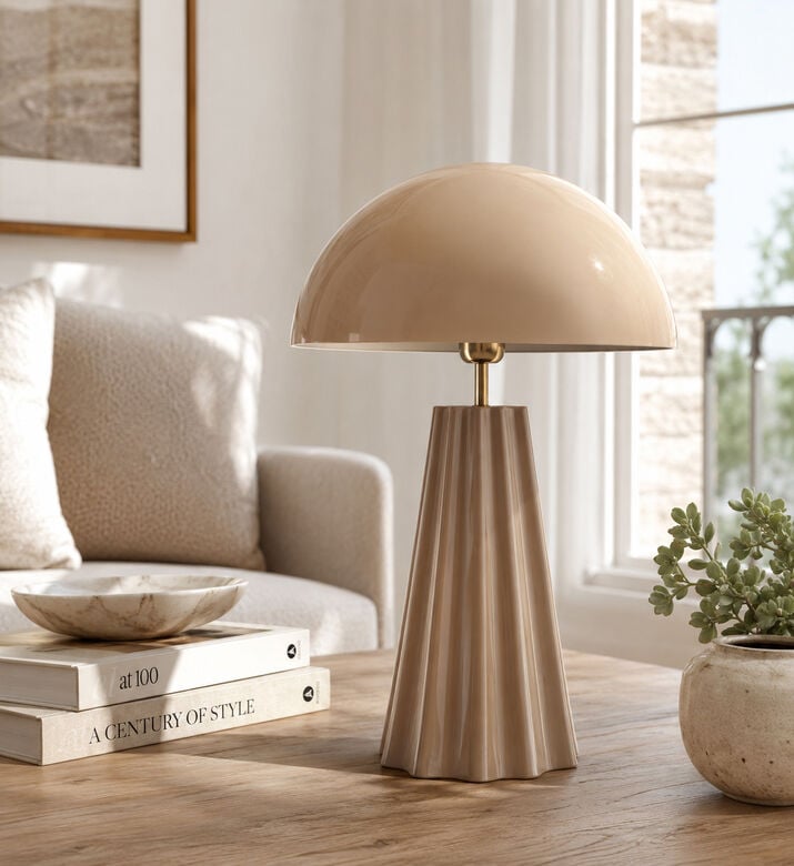 Leitmotiv Amplio Mushroom-shape Table Lamp, Brown, Packshot View