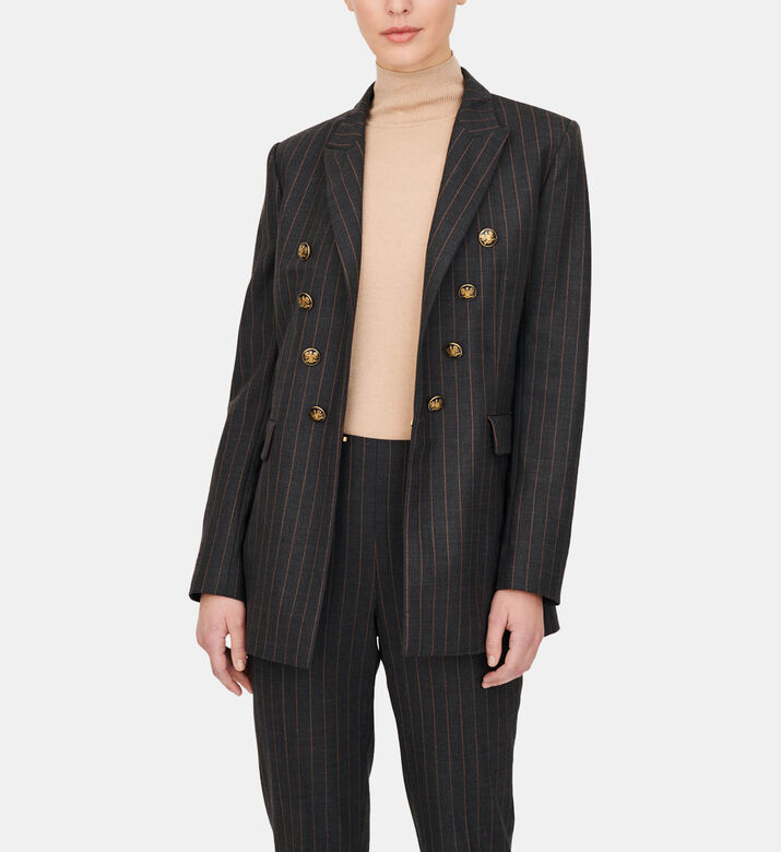 Striped Double-breasted Jacket