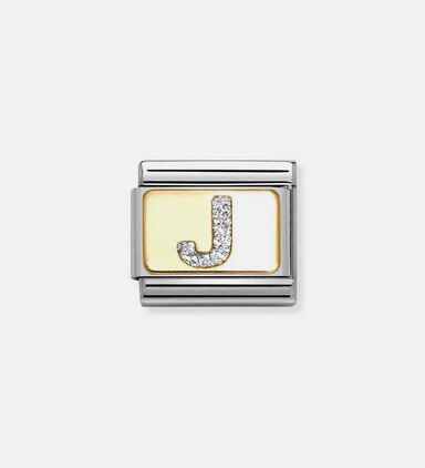 Composable Classic Link Silver Glitter Letter J Charm