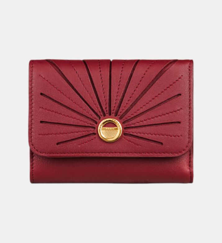 Camille Fournet Signature Pleated Calf Leather Wallet, Burgundy, Packshot View