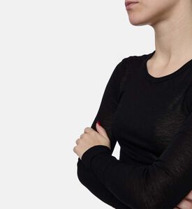 Samsoe Sadou Sheer Long-sleeve Knit Top, Model View