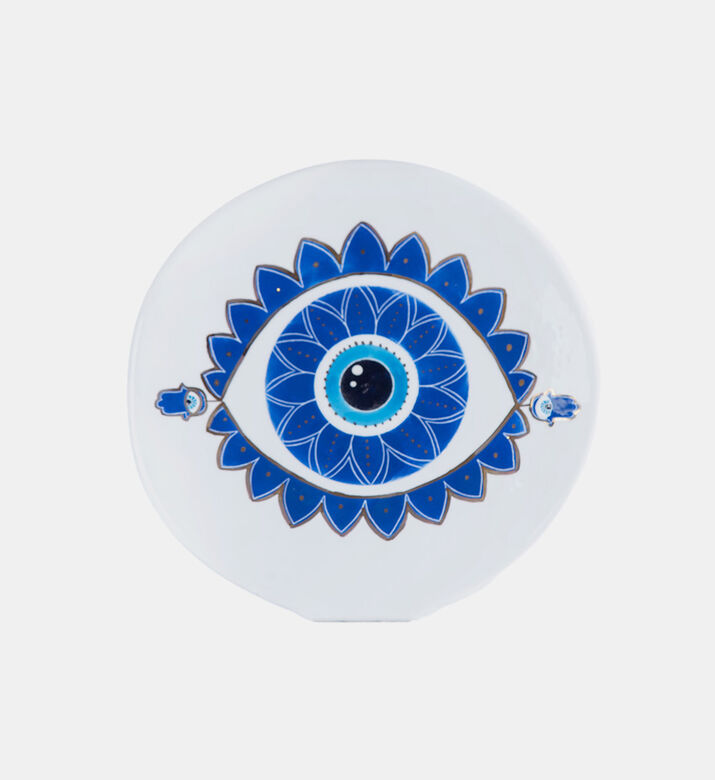 طبق العين الشريرة سيراميك مزجج بلون ذهبي 17.5 سم