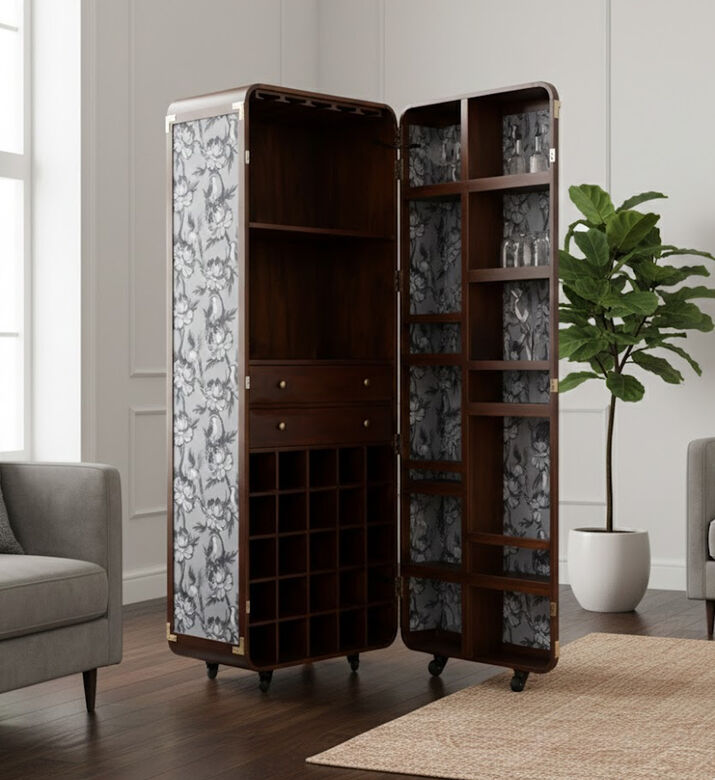 Home Deco and More Arch Mango Wood Bar Cabinet, Packshot View