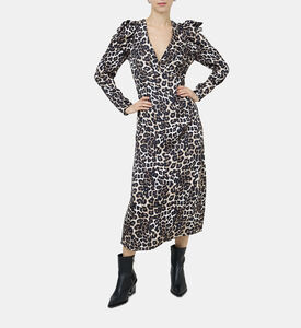 فستان متوسط بلون كريمي طبيعي