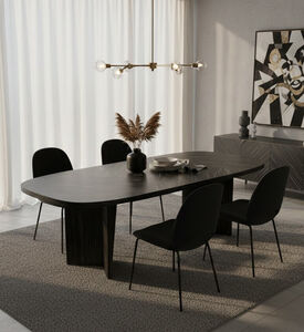 Home Deco and More Saba Dining Table, Black, 240x110x75-cm, Packshot View