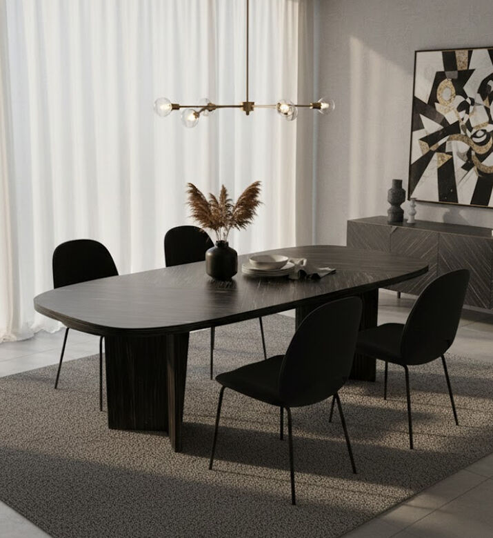 Home Deco and More Saba Dining Table, Black, 240x110x75-cm, Packshot View