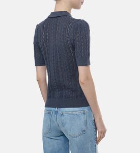 كنزة قصيرة الأكمام محبوكة