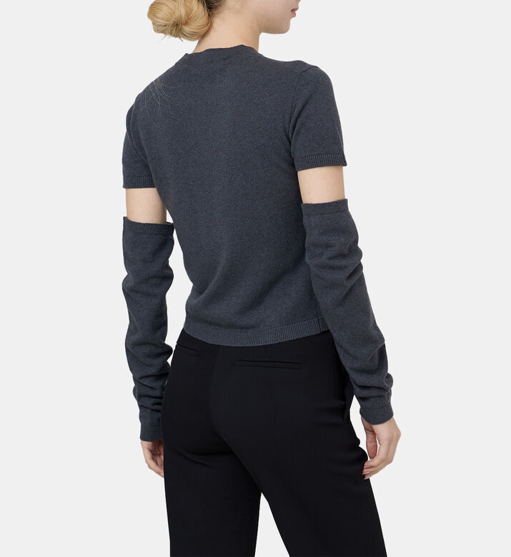 بلوزة بأكمام قصيرة كشمير بفتحات