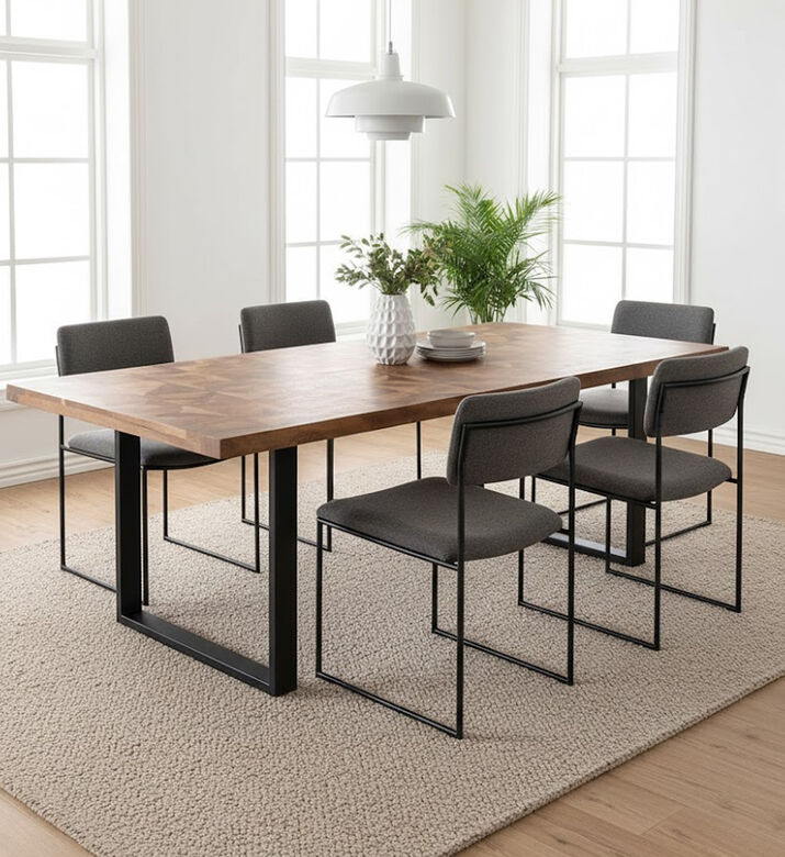 Home Deco and More Victory Wood Dinning Table, Brown, 216x104x76-cm, Packshot View