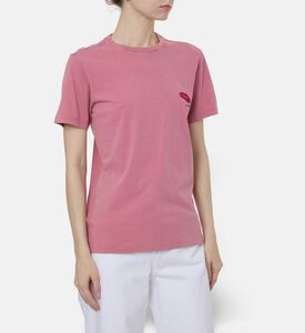 Isabel Marant Zewel Red Lip Straight-cut T-shirt, Pink, M, Model View