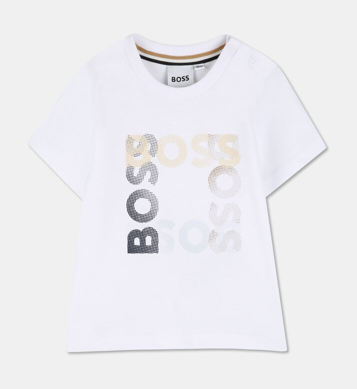 Boss Logo-print Jersey T-shirt, White, 18m, Packshot View